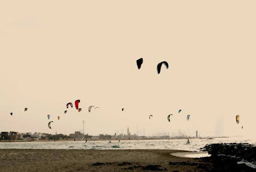Kites on a beach in Dubai